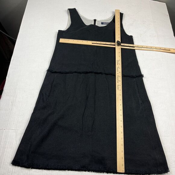 'S Max Mara Shift Dress Black Sleeveless Fringe Back Zip Work Casual Size 6/8 - Picture 6 of 12